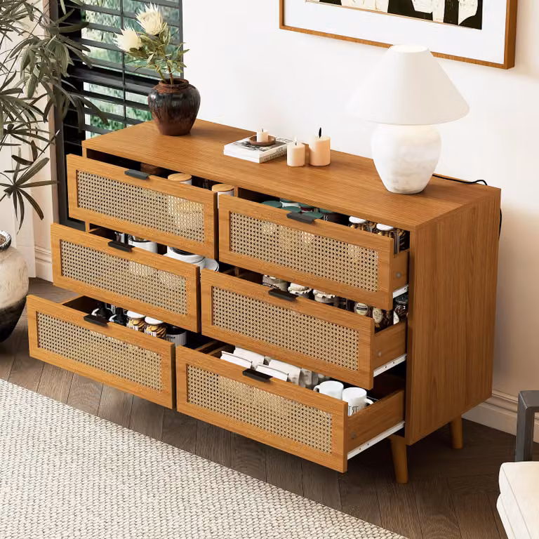 Comò Fortuna Lai con 6 cassetti, credenza Cassettiera in legno, comò con maniglie in metallo, per camera da letto, soggiorno, ufficio, credenza alta con ampio spazio contenitivo, dimensioni: L120/H76,5/P40 cm