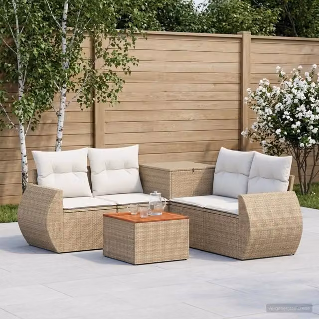 Set di divani 6 pz Beige e Bianco Crema 55 x 55 x 37 cm 3447524