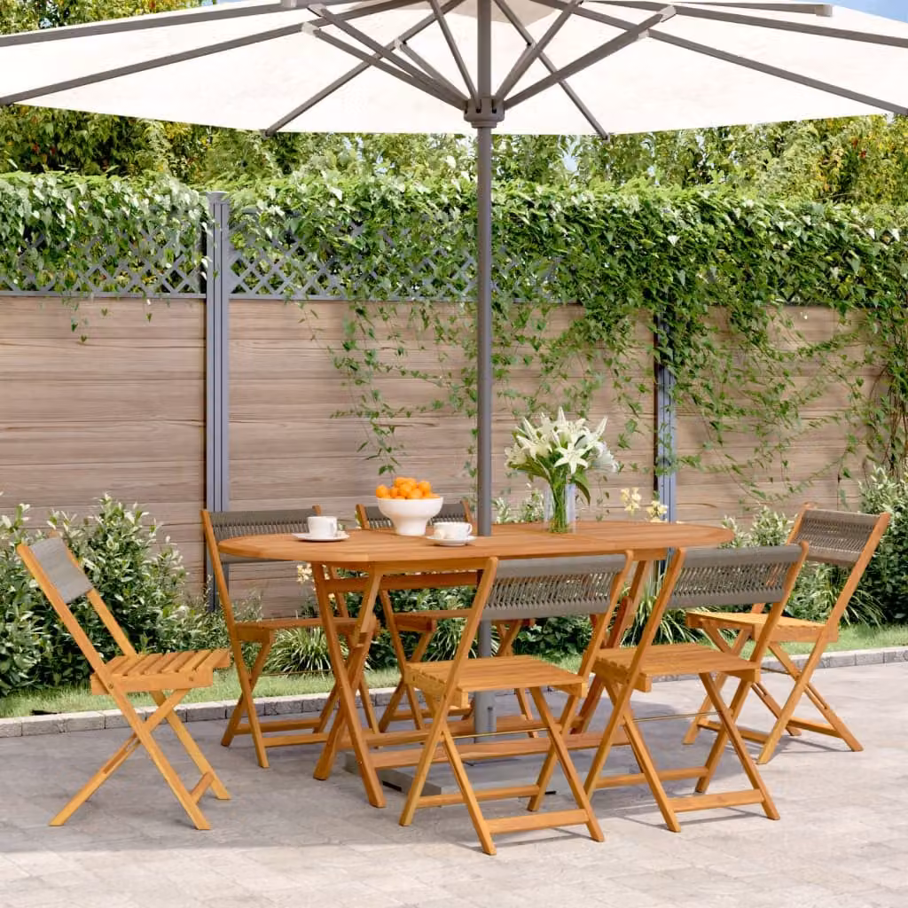 Set di 6 sedie pieghevoli da giardino vidaXL in legno di acacia oliato grigio con braccioli – 1