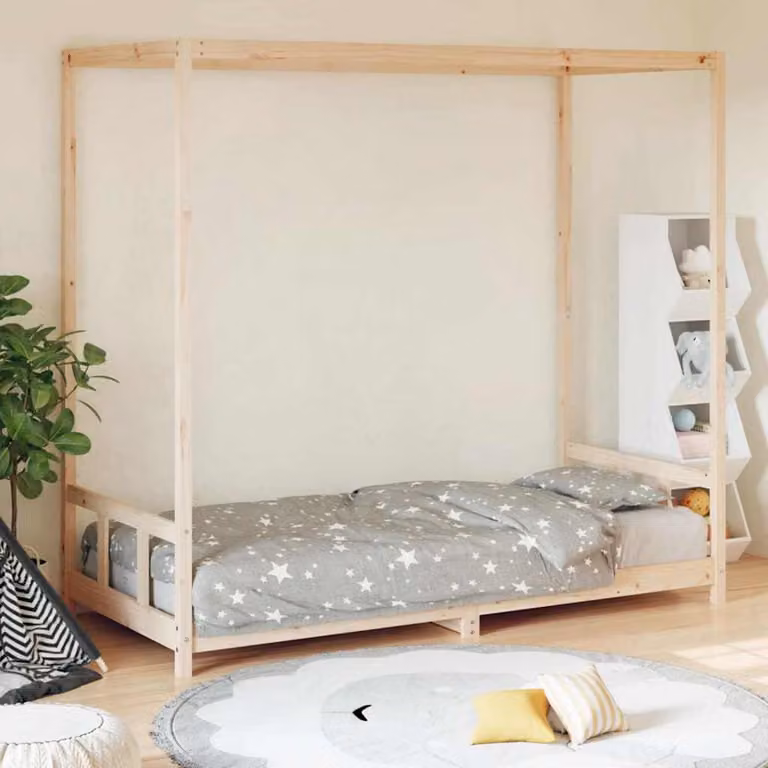vidaXL Giroletto per Bambini in Legno di Pino Massello Rustico L/P/H: 190 x 90 x 195,5 cm
