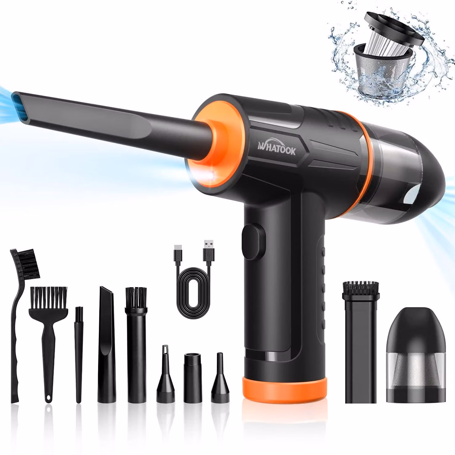 Aspirapolvere e soffiatore 2 in 1, 100.000 giri al minuto, 3 velocità, 10 kPa, per la pulizia di tastiere e altri dispositivi, funzionamento wireless