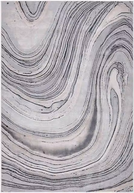 Tappeto NEVADA 9223 grigio cm.240x340 disegno moderno a onde effetto marmo