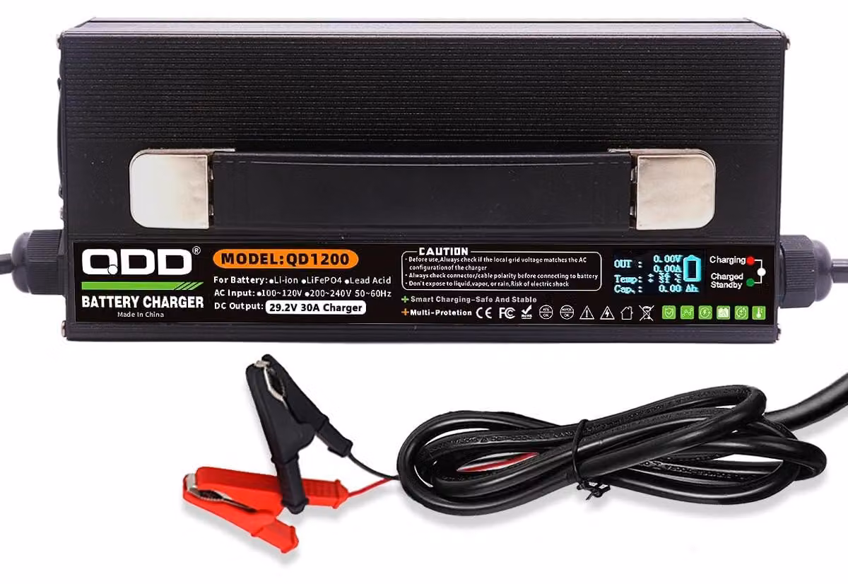 Acculader LiFePO4 29,2 V 30 A - Batteria agli ioni di litio e fosfato di ferro (LiFePO4) da 24 V, intelligente