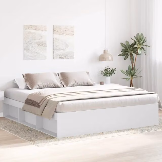 Giroletto Struttura Letto Moderna in Legno di Pino Bianco L 200 x P 200 cm