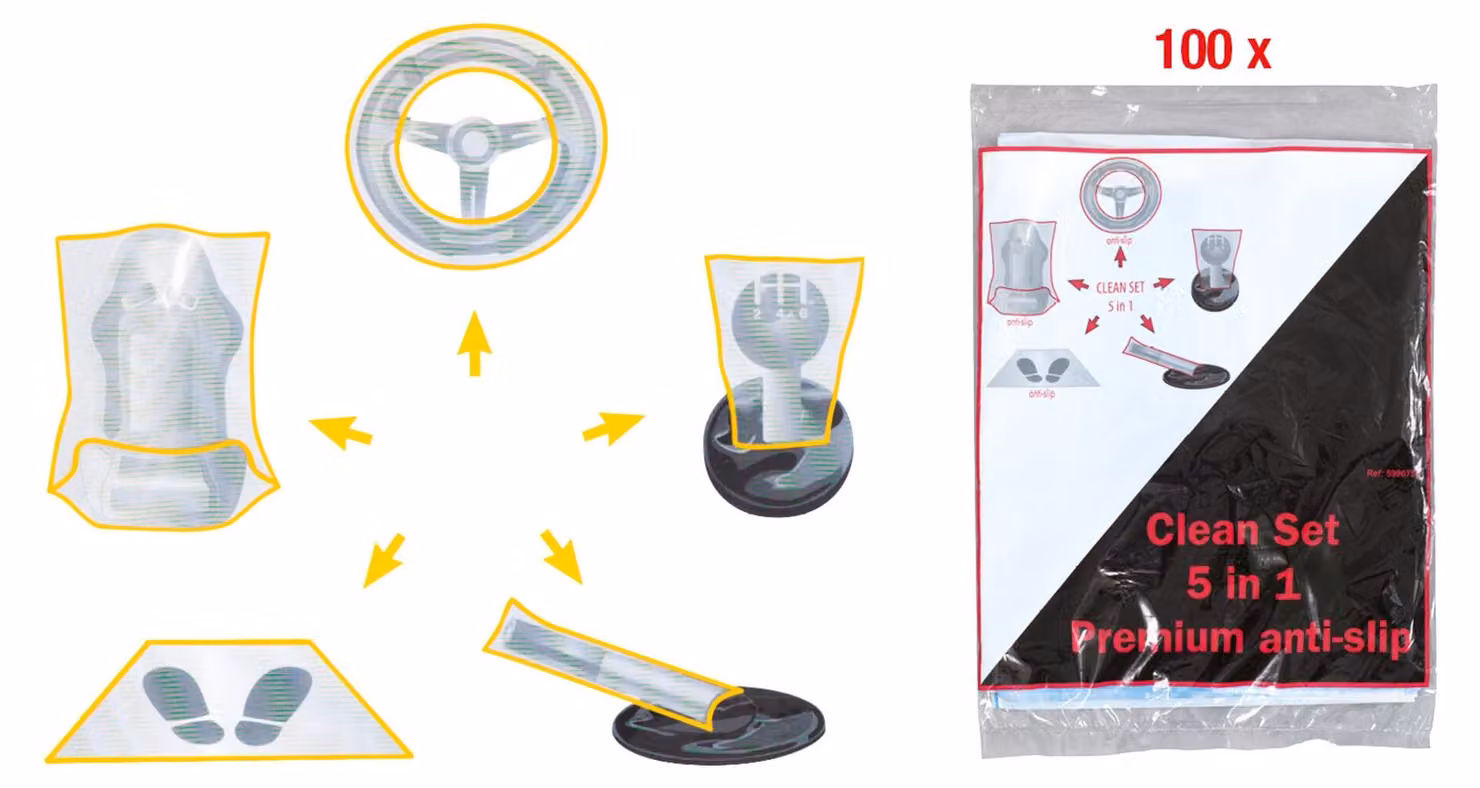 KS Tools Set di protezioni per interni 5 in 1, auto, confezione da 100 pezzi