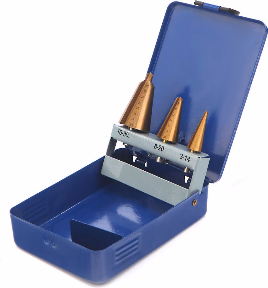 Kit di viti coniche a tre stadi, con rivestimento in zinco, per lamiere sottili e legno