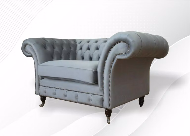 Grauer Sessel Chesterfield Textil Wohnzimmer Einsitzer Sofa Couch Polster