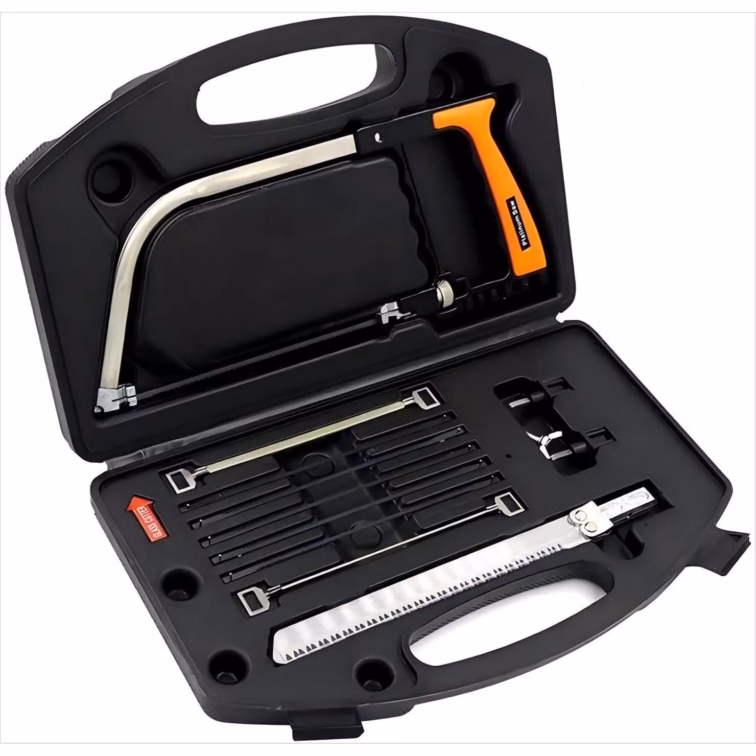 Set di seghetti da banco multifunzione 15-in-1, con 8 lame in HSS, telaio regolabile, colore nero