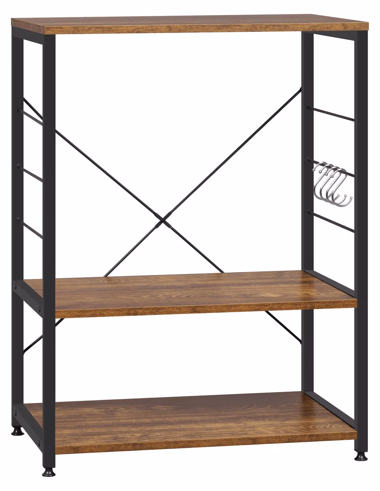 Ripiano per microonde - Organizzatore per cucina - 3 ripiani - 60 x 40 x 82 cm - MDF e metallo - Capacità massima di 20 kg per ripiano - Colore marrone vintage