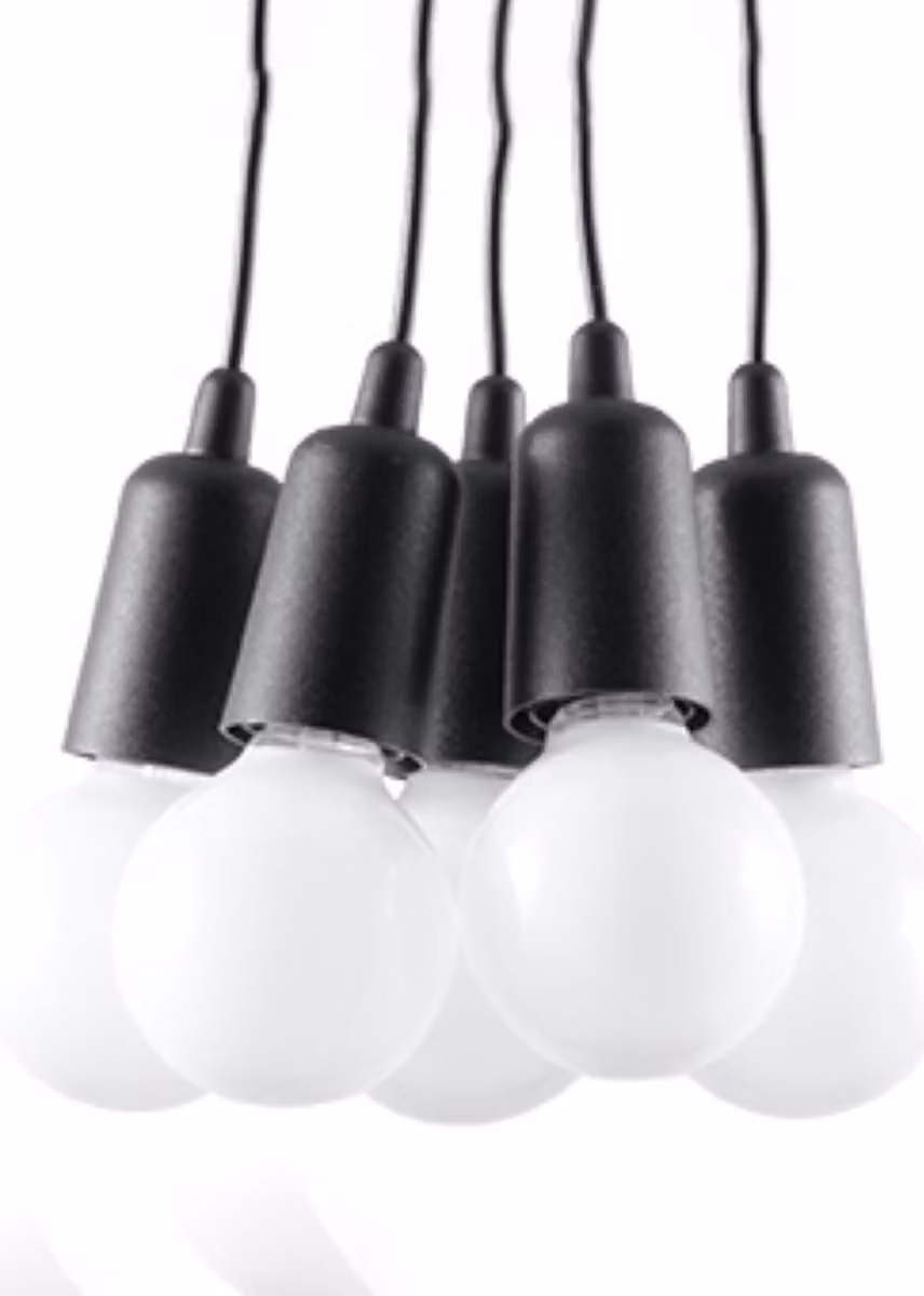 Lampada a sospensione DIEGO 5 nero 5xE27 15W PVC 90x25x25cm Sollux Lighting