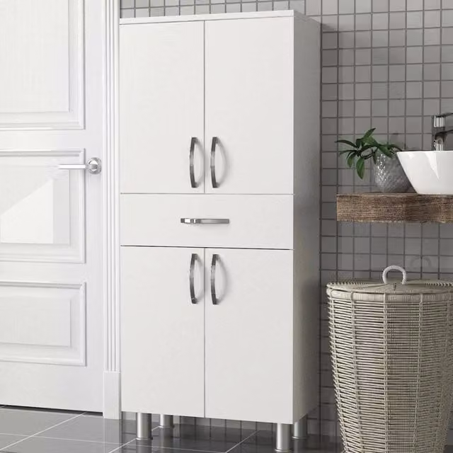 Armadio Multiuso Iolana DMORA Bianco con Ripiani e Ante, L: 59 cm, H: 140 cm – 1