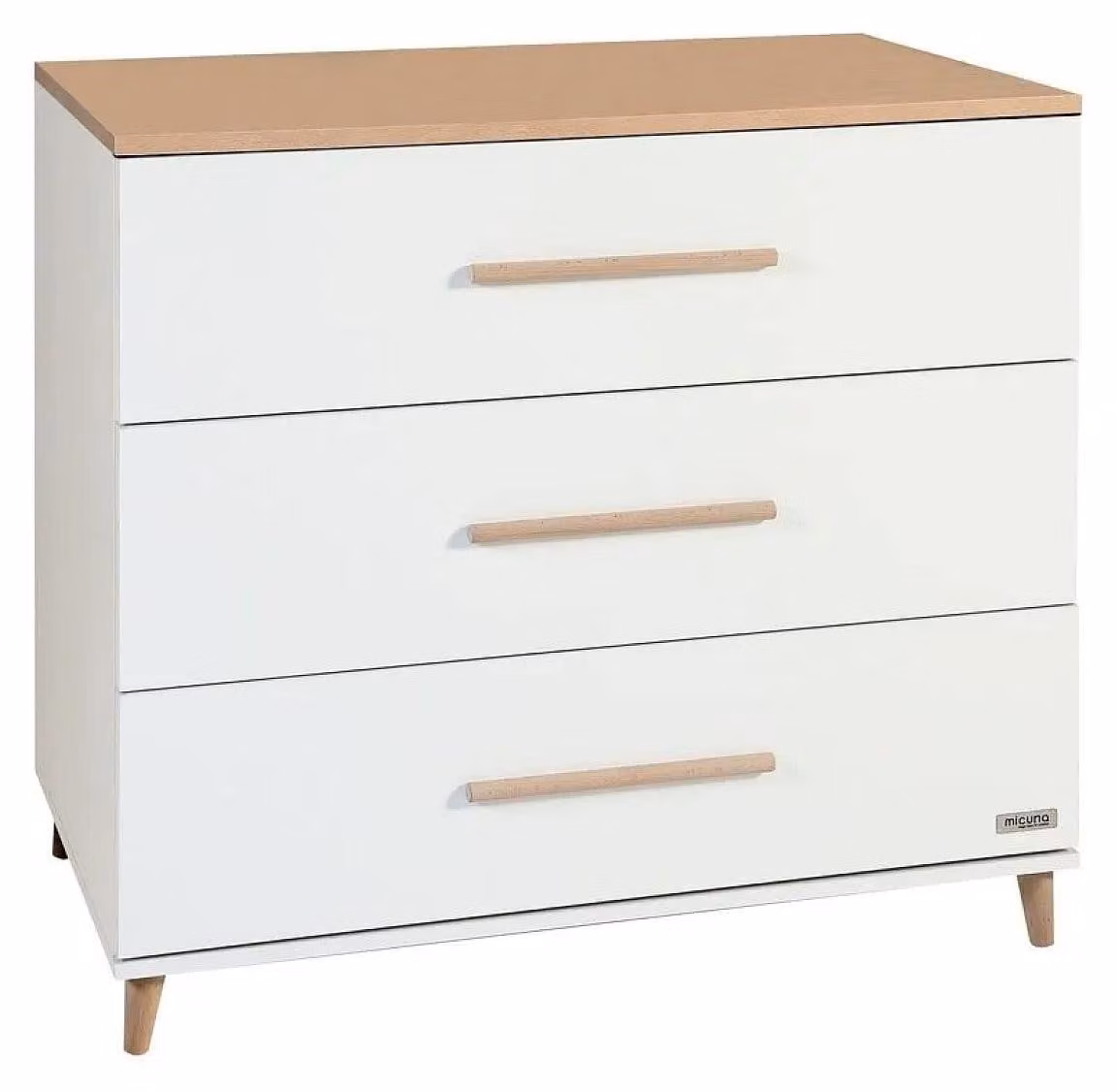 Comò Micuna con 3 cassetti, bianco/legno