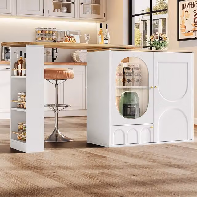 Tavolo bar rotante 360° - Xylo - con ripiano bianco/nero 138x39x102cm