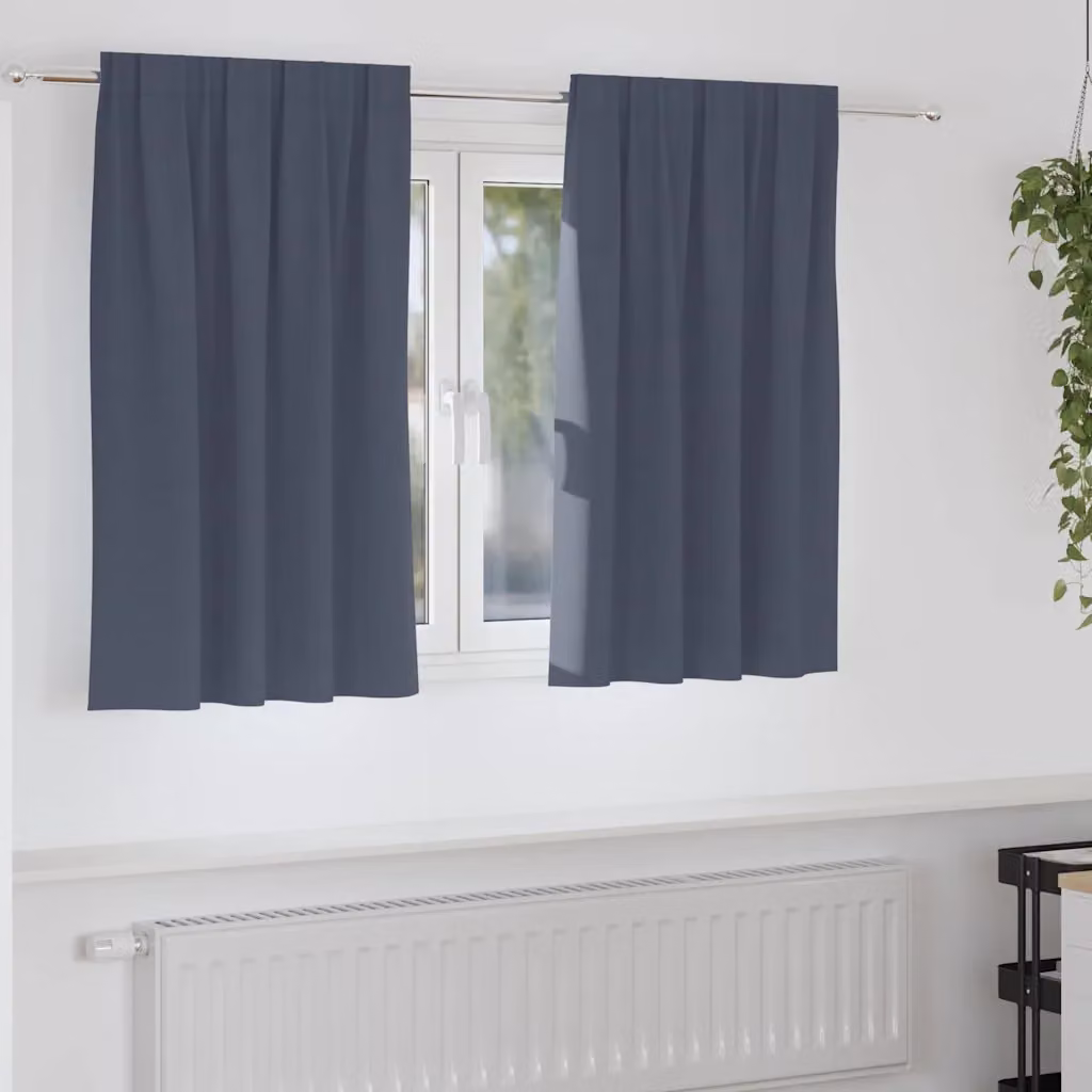 Set di 2 tende blackout vidaXL con anelli in poliestere, colore antracite, L 140 cm x H 140 cm