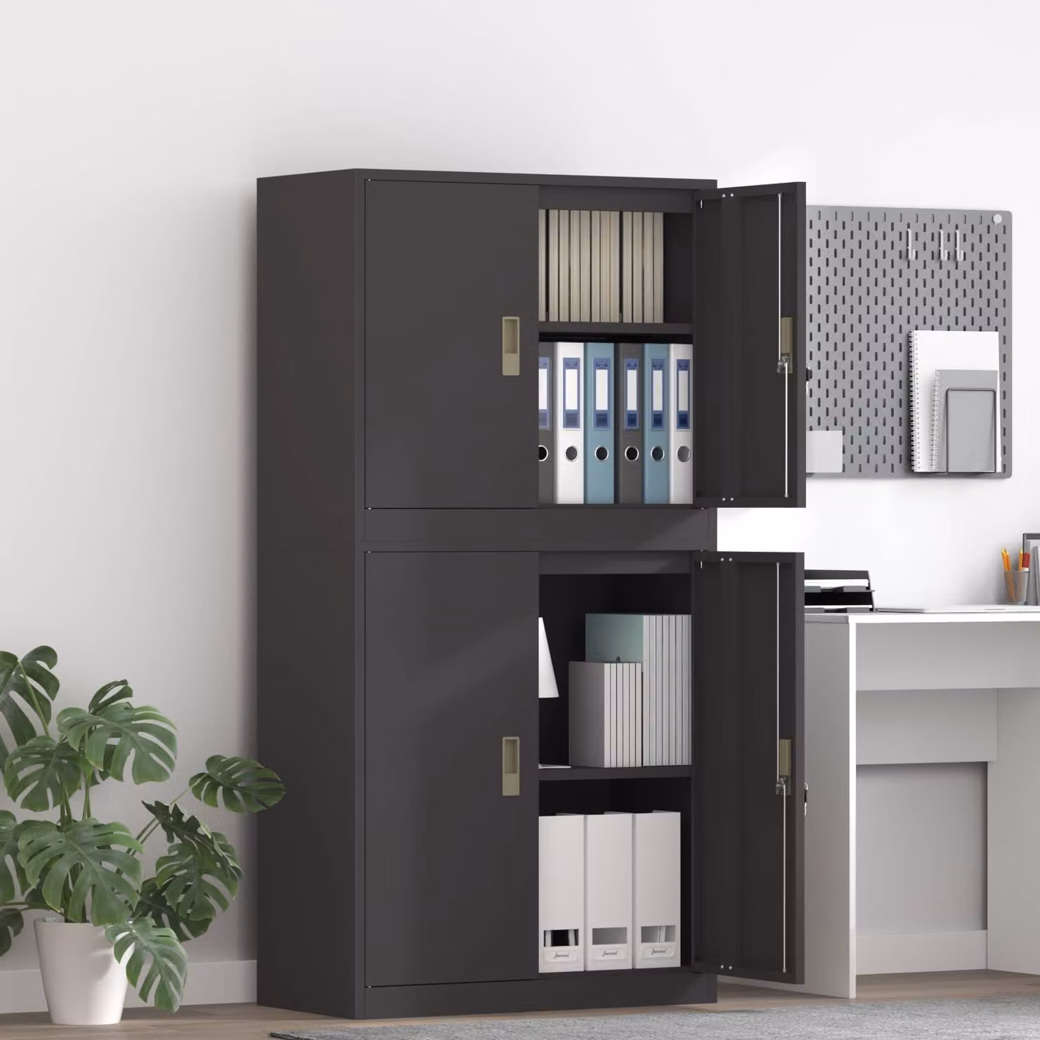 vidaXL Armadio 2 pz Nero 80 x 40 x 160 cm Acciaio Bloccabile