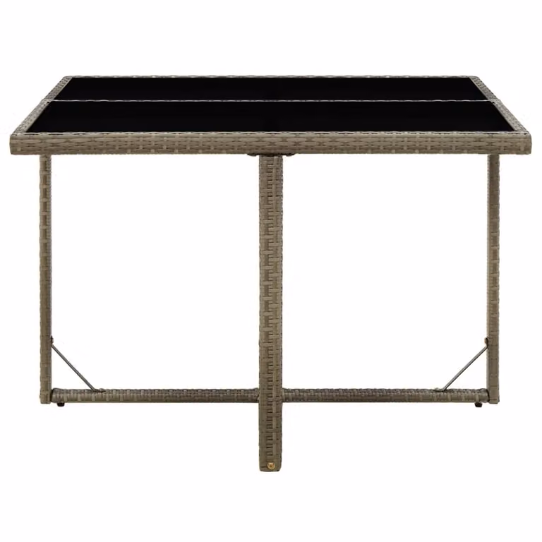 vidaXL Tavolo da giardino grigio 109x107x74 cm in poly rattan e vetro