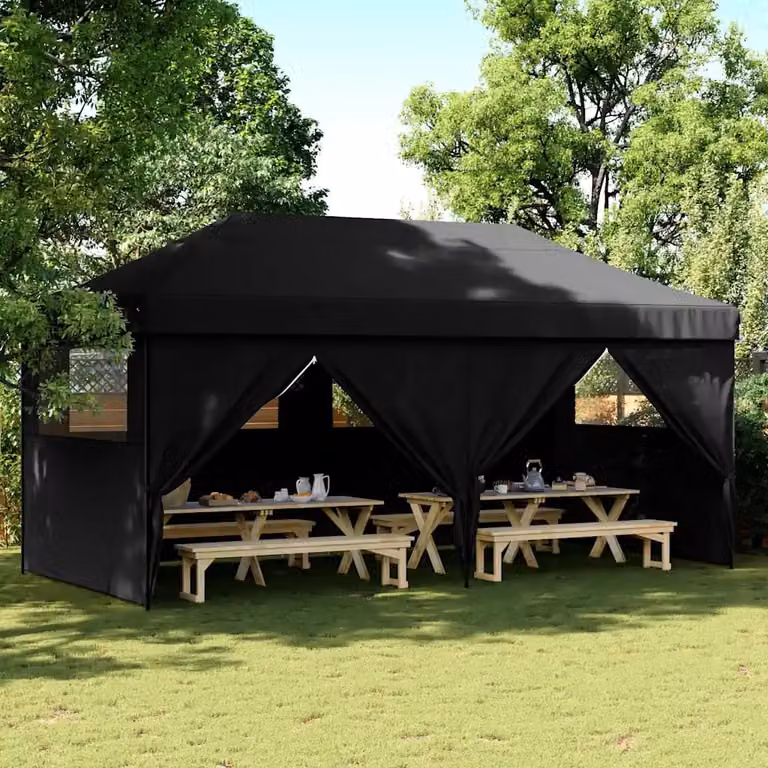 Tendone per feste pieghevole pop-up con 4 pareti vidaXL nero L: 580 cm, P: 315 cm, H: 292 cm