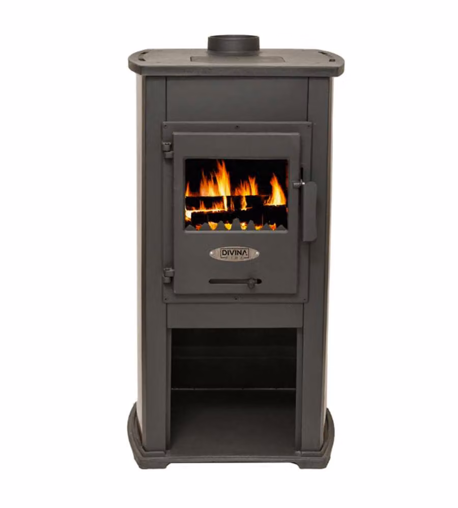 Stufa a Legna Katerina in Ghisa Bordeaux 8,45 kW - 47x40x94 cm