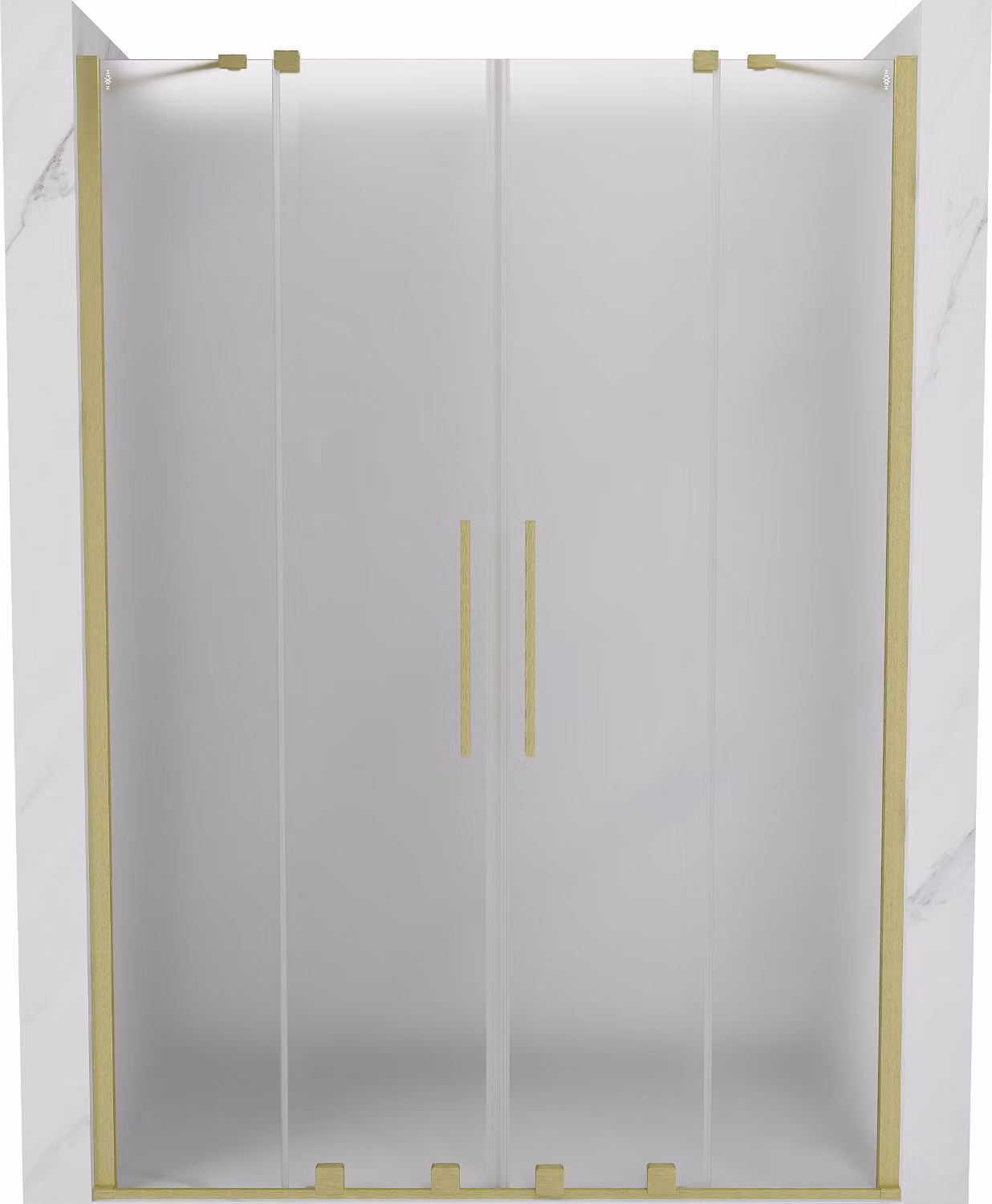 Mexen Velar Duo porta doccia scorrevole 160 cm, smerigliato, oro spazzolato - 871-160-000-32-55