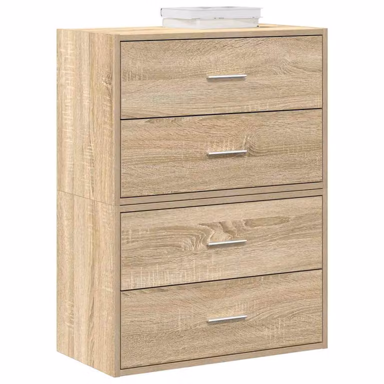 Set di 2 armadi con 4 cassetti vidaXL in stile moderno, colore Rovere Sonoma, L 60 cm x P 31 cm x H 40 cm