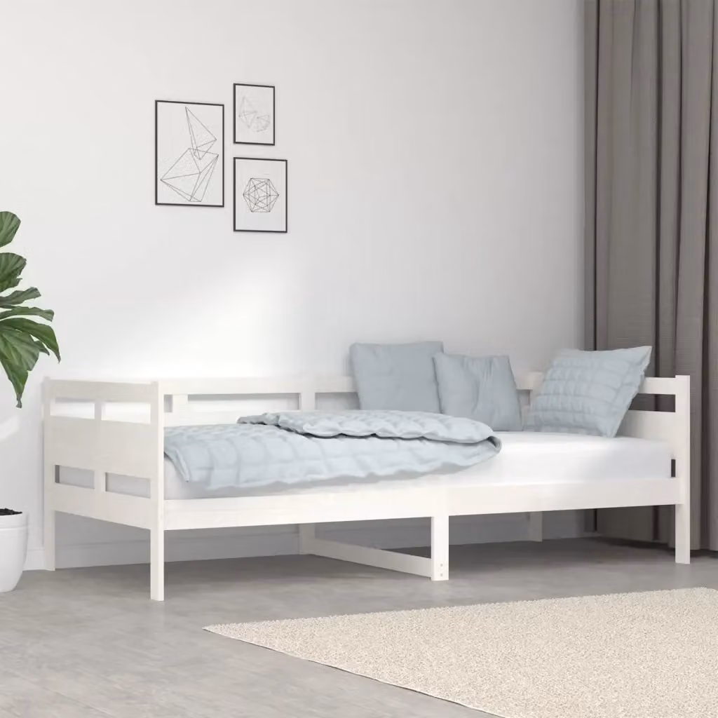 Letto singolo dormeuse per adulti in legno massello di pino bianco laccato 90x200 cm – 2