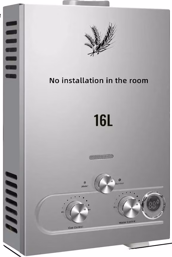 VEVOR Scaldabagno a GPL, capacità da 6L a 18L, temperatura dell'acqua regolabile, 32KW 16L