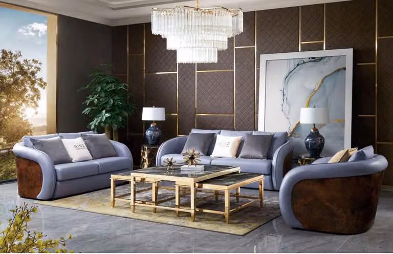 Luxus Wohnzimmer Möbel Sofagarnitur Ledersofa Couch Polster Set Design Garnitur