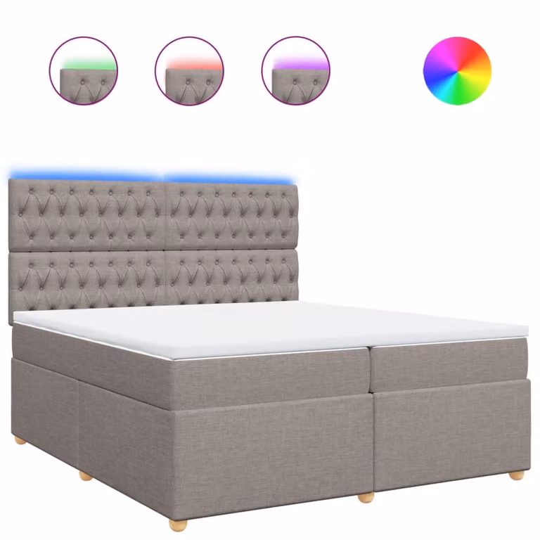 Letto a molle con materasso Taupe 200x200 cm in tessuto