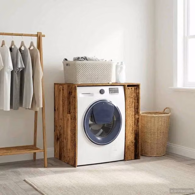 Mobiletto per lavatrice con ante a battente vidaXL in legno marrone L: 87 cm, P: 60 cm, H: 89 cm – 1