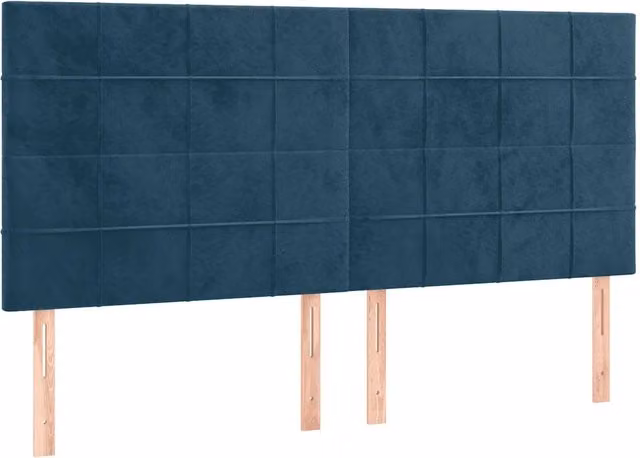 Testata per letto in velluto blu scuro con design classico L: 200 cm, P: 5 cm, H: 118-128 cm – 1