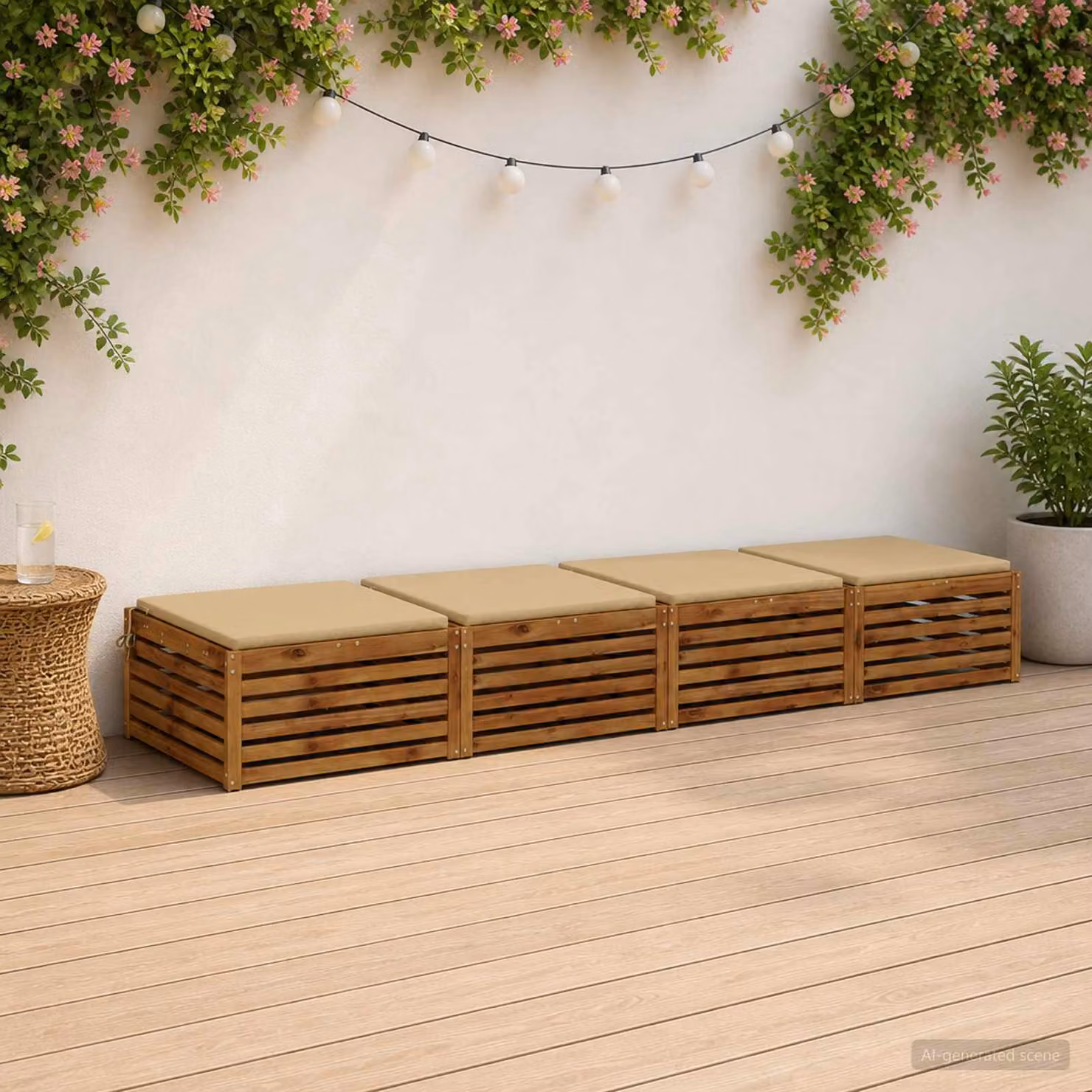 Set di 4 cuscini per sedia vidaXL SOEST in poliestere beige con fodera rimovibile e resistenza UV