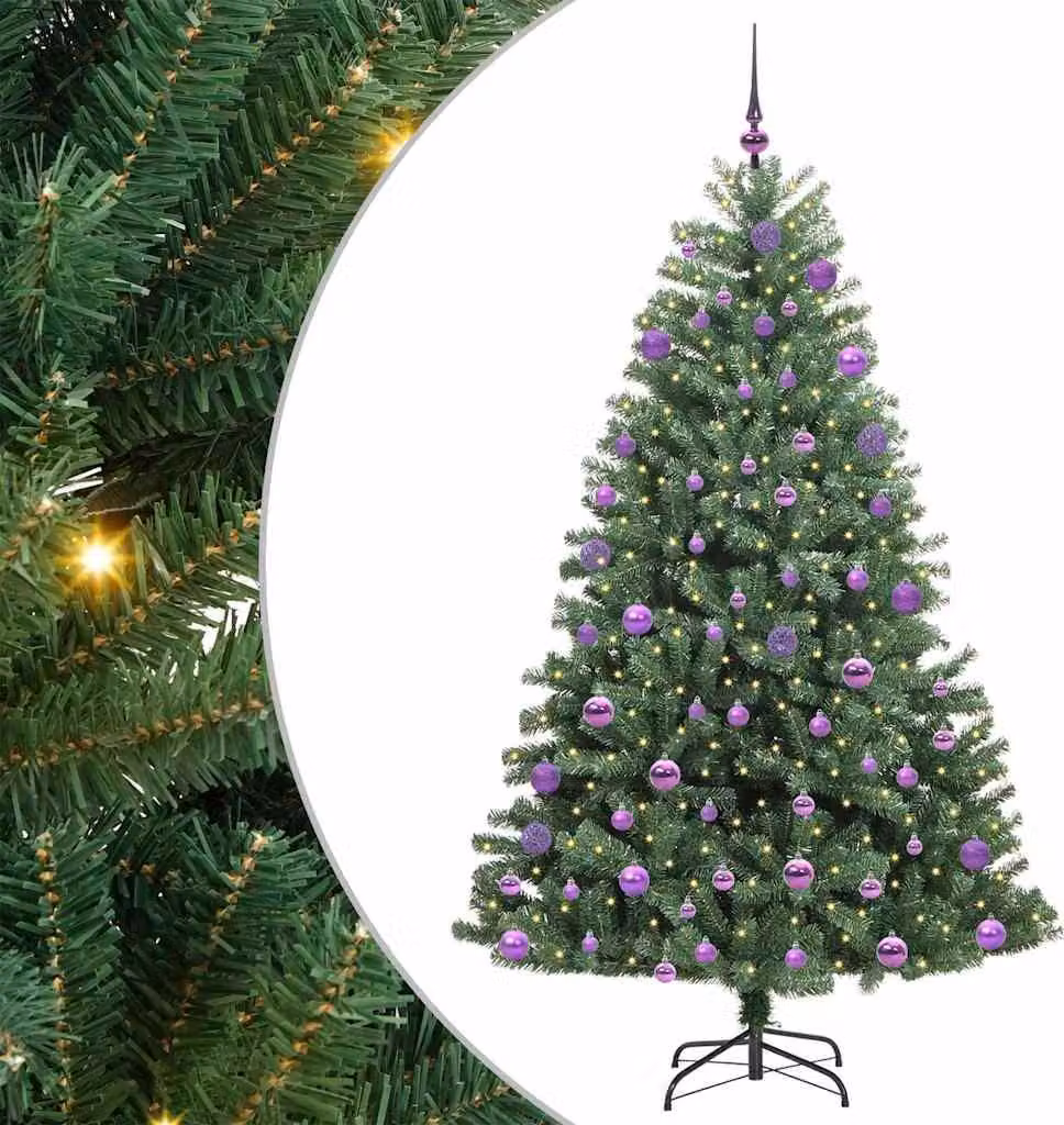 Albero di Natale Artificiale con Rami Pieghevoli Verde 210 cm