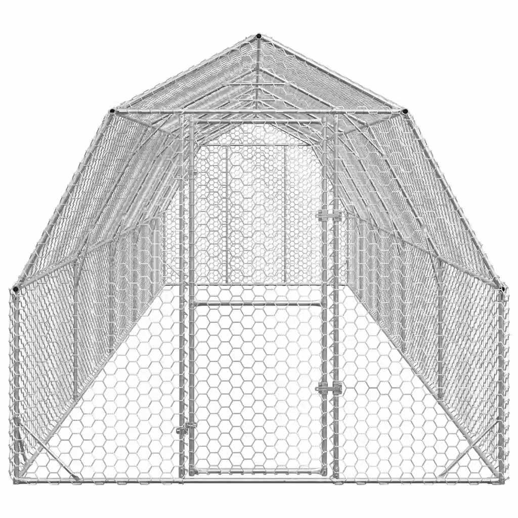 Recinto per polli Videx in acciaio zincato color argento L: 10 m, P: 2,5 m, H: 2,25 m – 2
