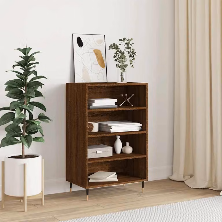 Credenza moderna vidaXL in legno multistrato color rovere marrone L: 57 cm, P: 35 cm, H: 90 cm