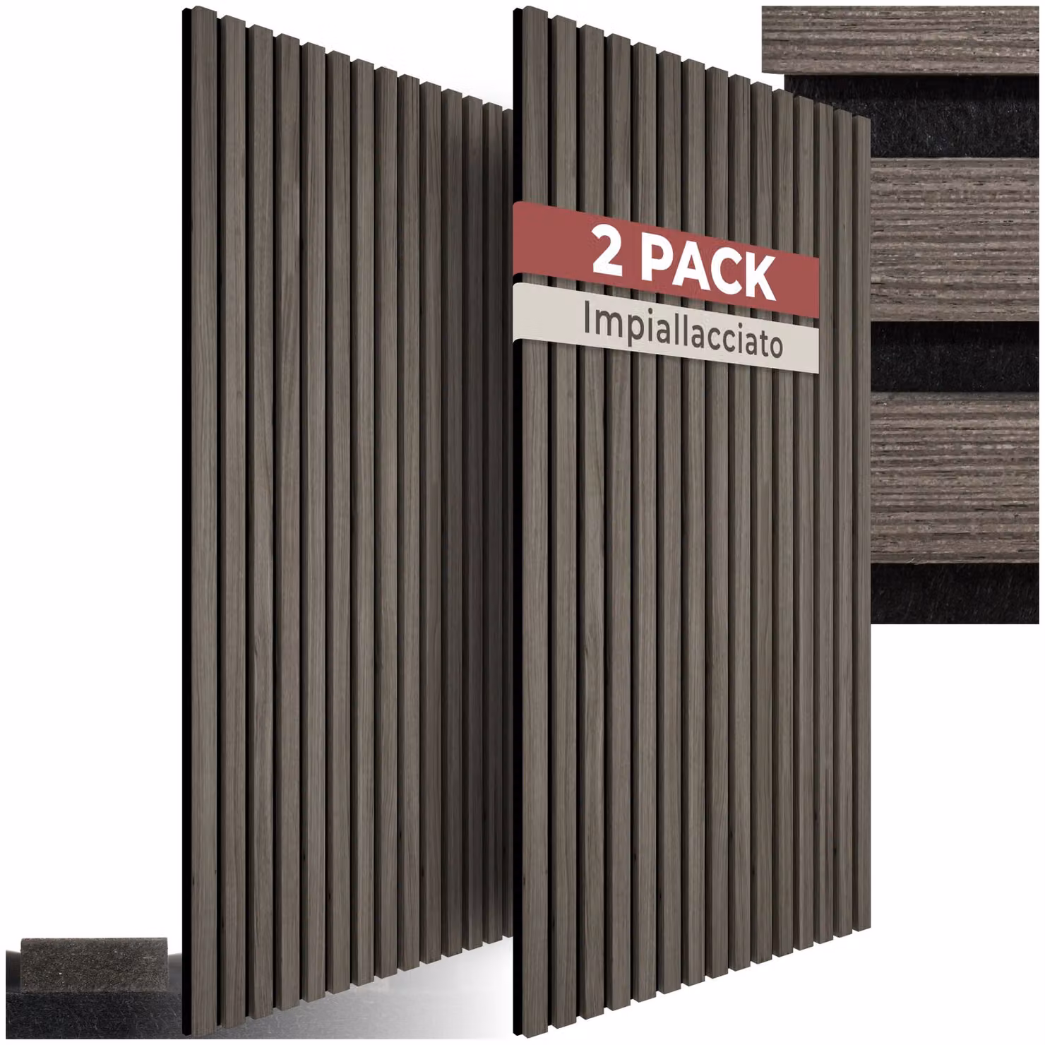 Pannelli acustici Sonic Wall II tectake effetto legno rovere grigio in feltro e plastica L: 110,0 cm, H: 50,0 cm, P: 18,0 cm – 1