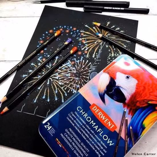 Set di 24 Pastelli a Penna Chromaflow Multicolore per Uso Professionale