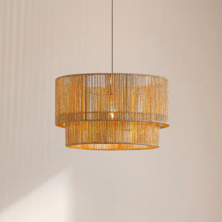 Lampada a sospensione Anuva Lindby, dimmerabile, Crema / Ambra, Soggiorno / Sala da pranzo, Carta / Lunolit / Lunopal, Campagna / Rustiche, Lampada a sospensione