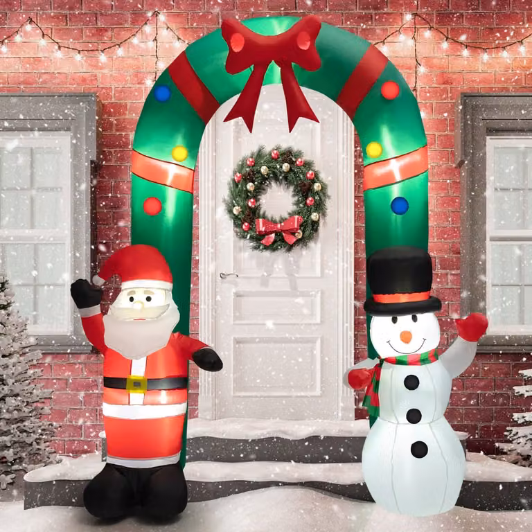 Arco di Natale gonfiabile Costway con pupazzo di neve multicolore, Altezza: 245 cm