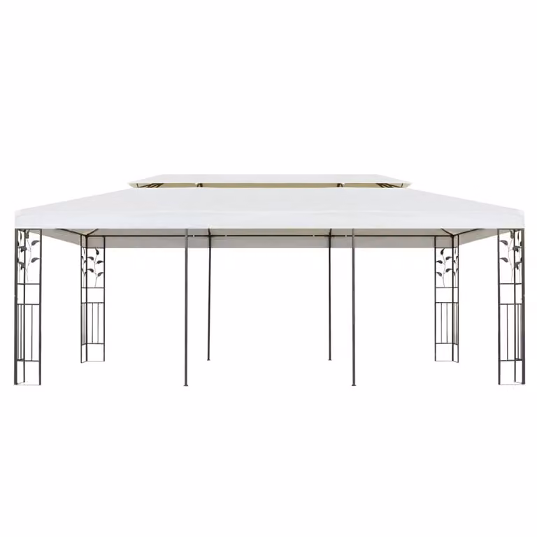 Gazebo con Tetto Doppio Bianco 6x3 m in Acciaio