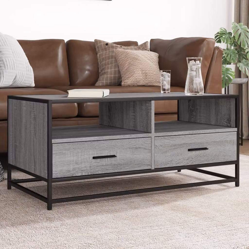 Maison Exclusive - Tavolino grigio Sonoma 100x50x45 cm Materiale ligneo e metallo
