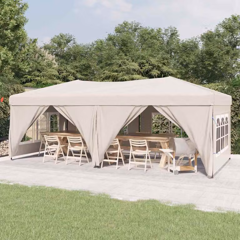 Tenda per feste pieghevole con pareti laterali vidaXL colore beige 3x6 m