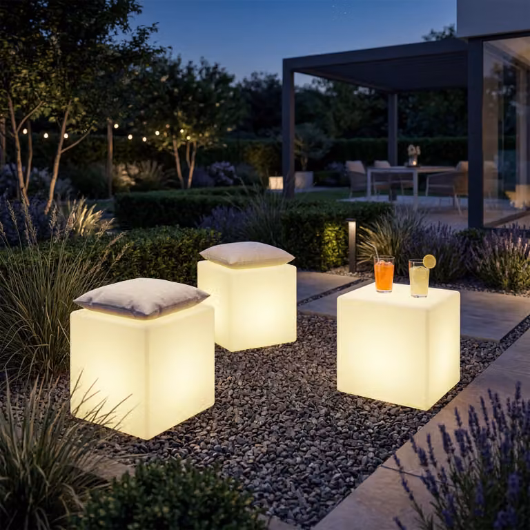 Cubo luminoso Luminous Cube tectake, LED RGB con telecomando, bianco, L/P/H: 35 x 35 x 35 cm