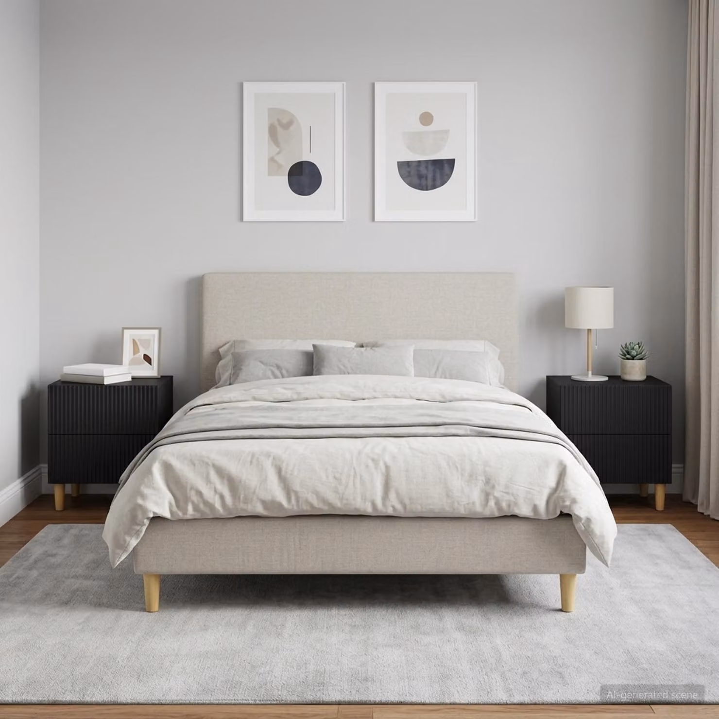 Set di 2 Armadi da Notte vidaXL Moderni in MDF Nero L: 43 cm, P: 34,5 cm, H: 48 cm
