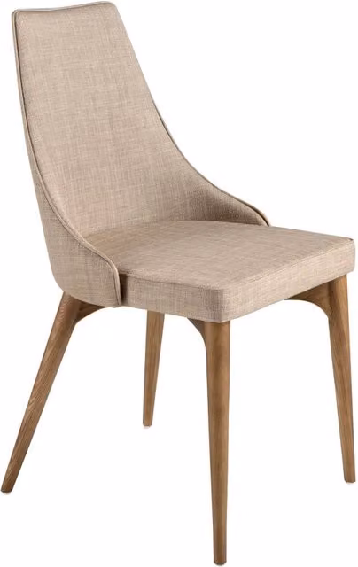 Sedia moderna in tessuto Angel Cerdá color marrone e beige con struttura in legno per cucina e sala da pranzo