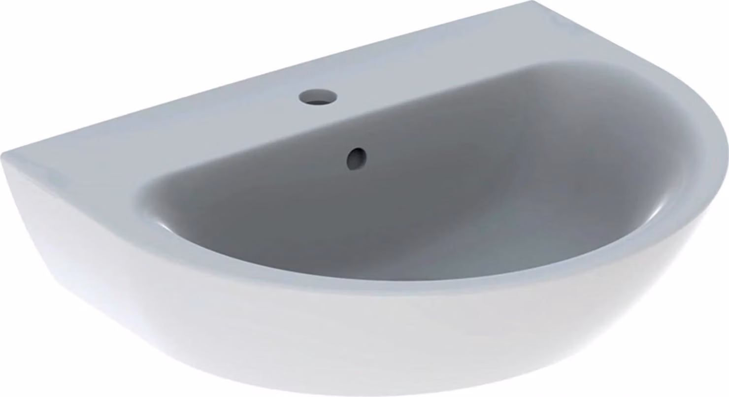 Geberit Waschtisch Renova mit HL mittig, mit ÜL 600x480mm weiß