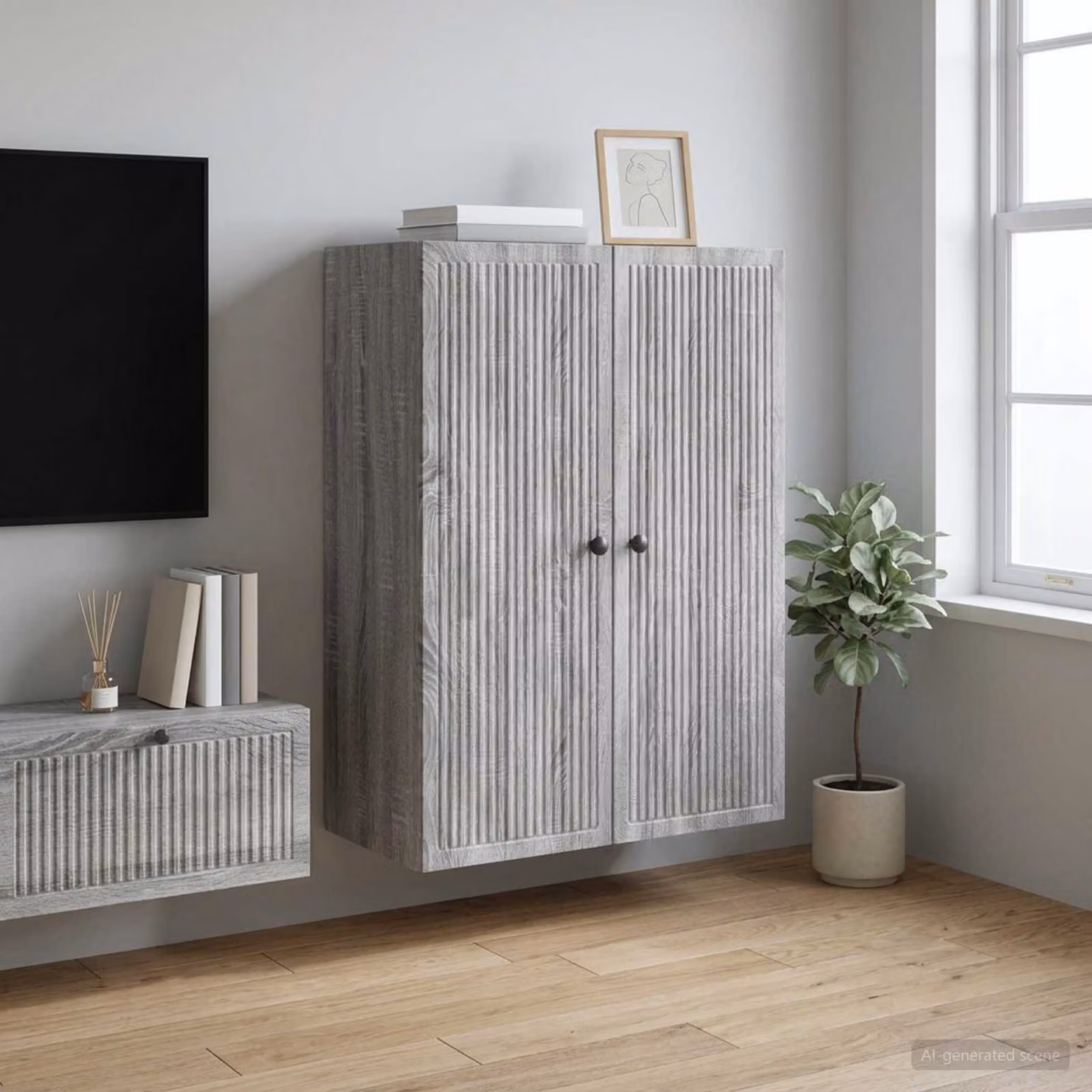 Mobiletto a muro vidaXL in stile vintage grigio L: 66 cm, P: 34,5 cm, H: 90 cm