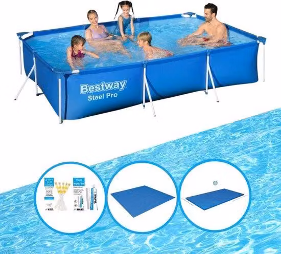 Piscina in acciaio, dimensioni 300x201x66 cm