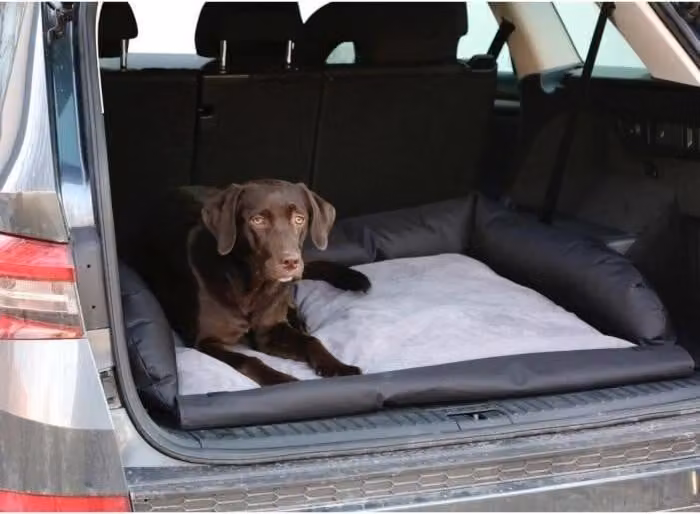 Cuccia per cani da bagagliaio, 95x75 cm, morbido velluto, tessuto Oxford, grigio/nero
