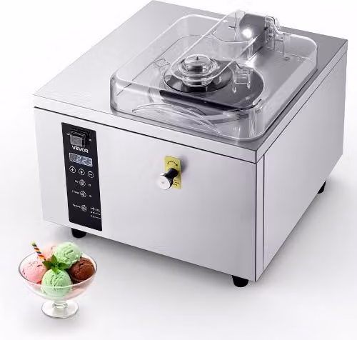 VEVOR Macchina per Gelato Duro da Banco in Acciaio Inox Color Argento, Potenza 500 W, Capacità 2,8 L, con Display Digitale e Paletta per Sorbetti e Ice Cream