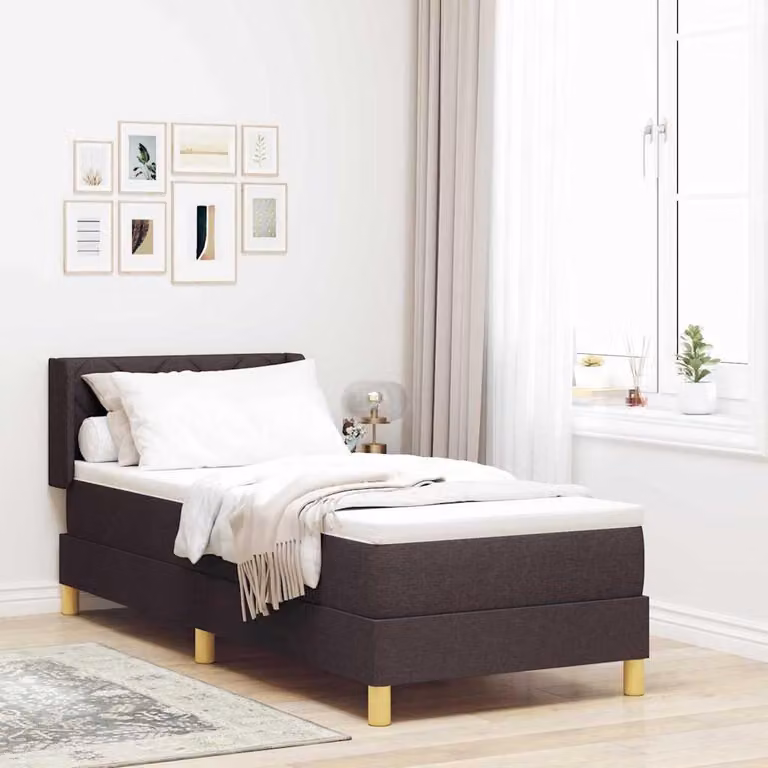 Maison Exclusive - Letto boxspring con testiera, marrone scuro, 200 x 80 cm, tessuto
